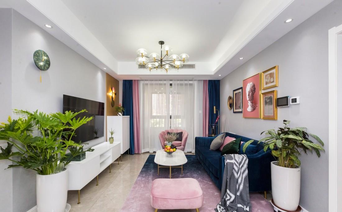98 平米现代轻奢四房改造,设计师用心打造蓝粉主题空间-14