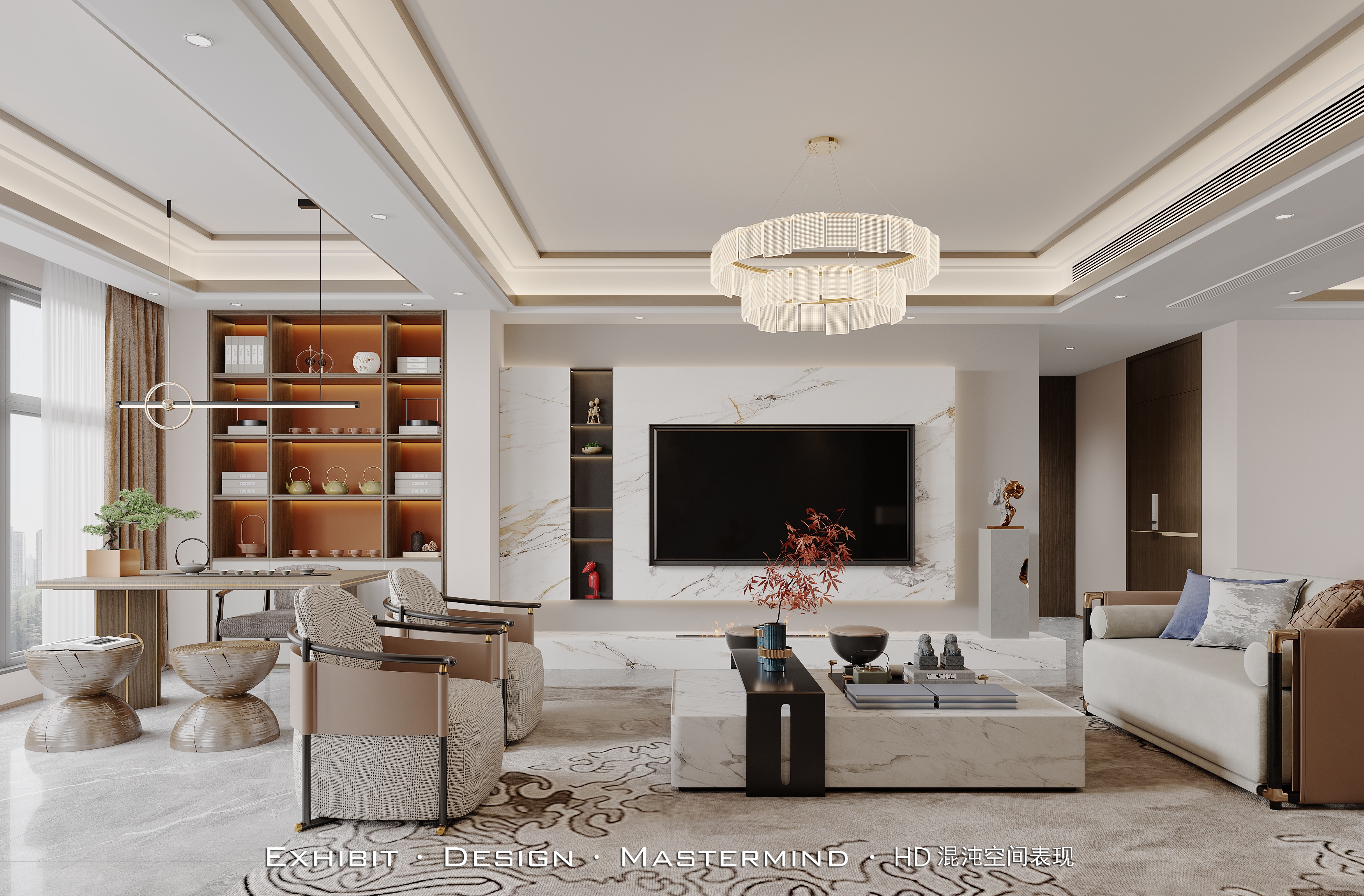 新作首发 新中式 客餐厅×混沌空间视觉表现-0