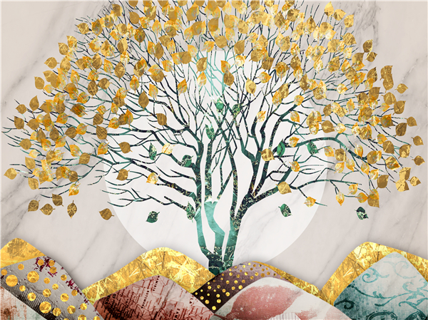 轻奢风 三联组合软装挂画-5