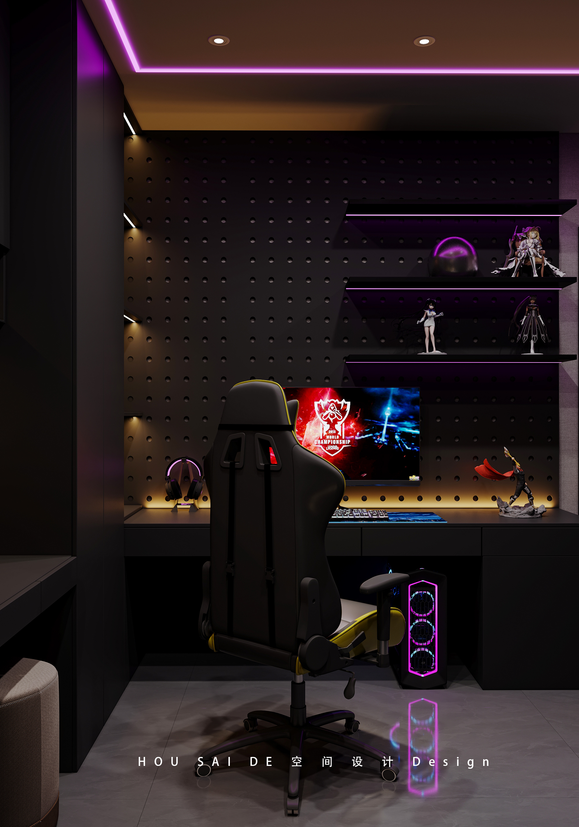 暗黑极简风格室内设计丨中国河北丨HSD 设计林-33