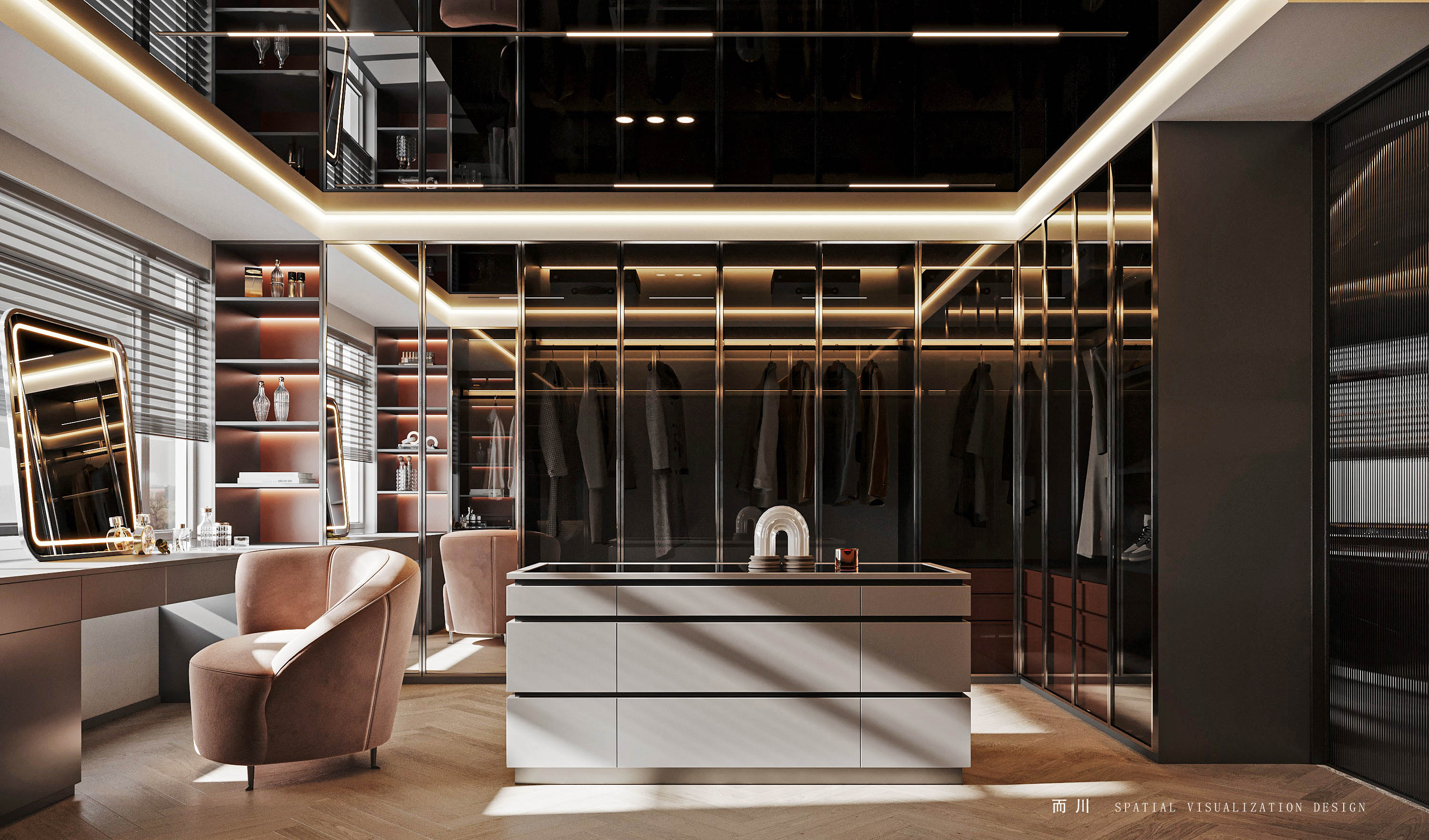 现代意式榻榻米卧室设计丨而川空间可视化工作室-33