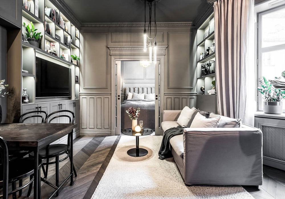 斯德哥尔摩时尚灰调小公寓,巧妙利用走道设计-10