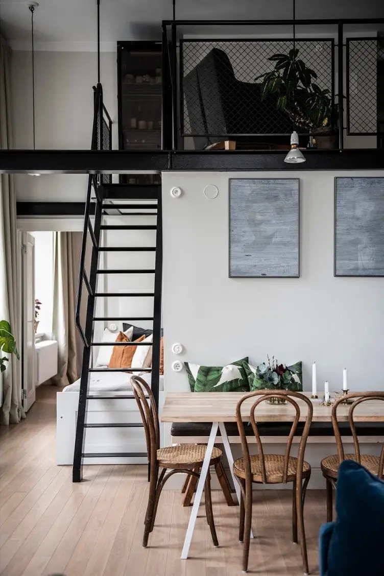 瑞典工业风 loft 设计，现代黑色厨房成亮点-11