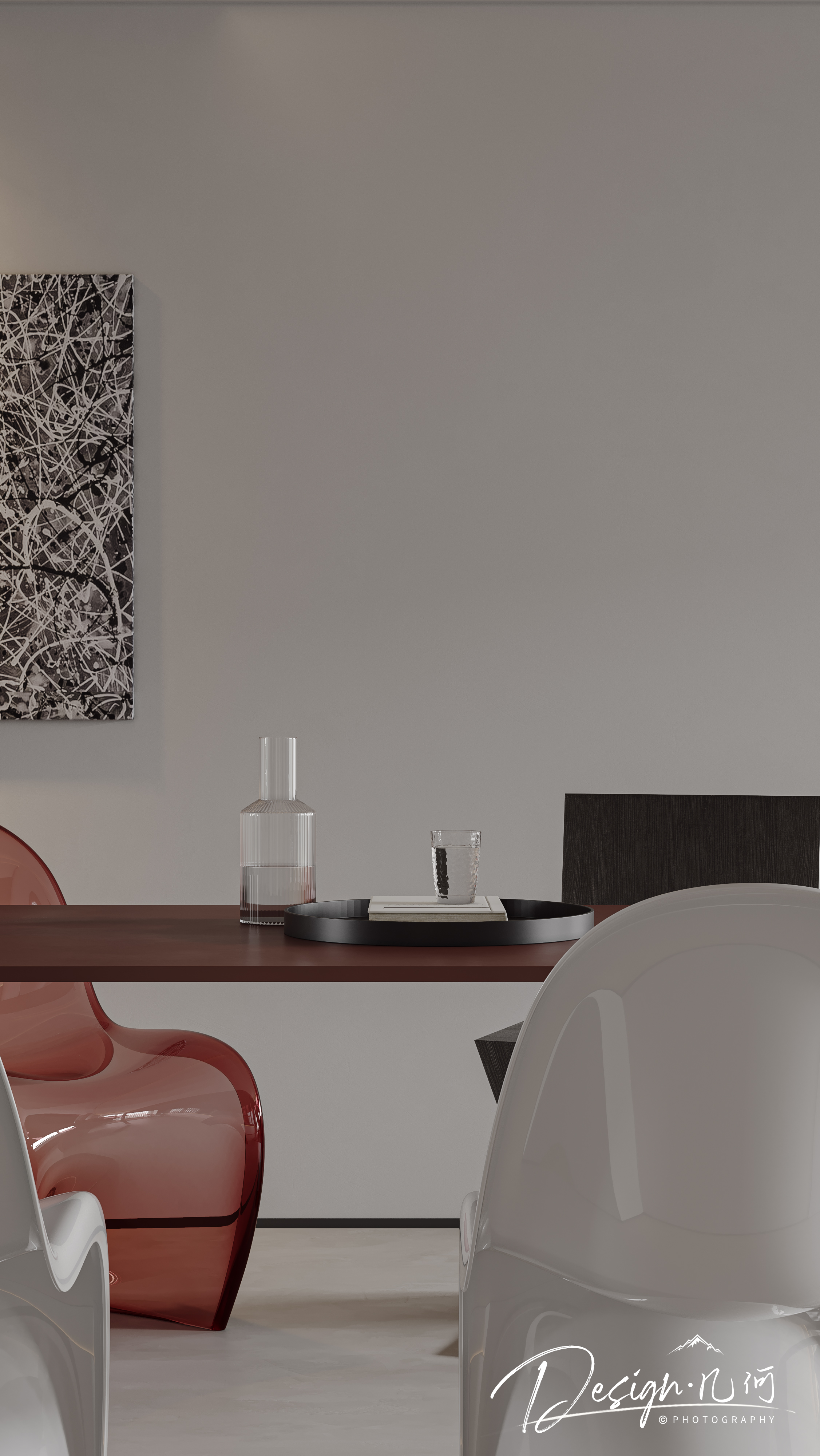 几何空间视觉表现 | 华润瑞府现代极简纯色客餐厅-22