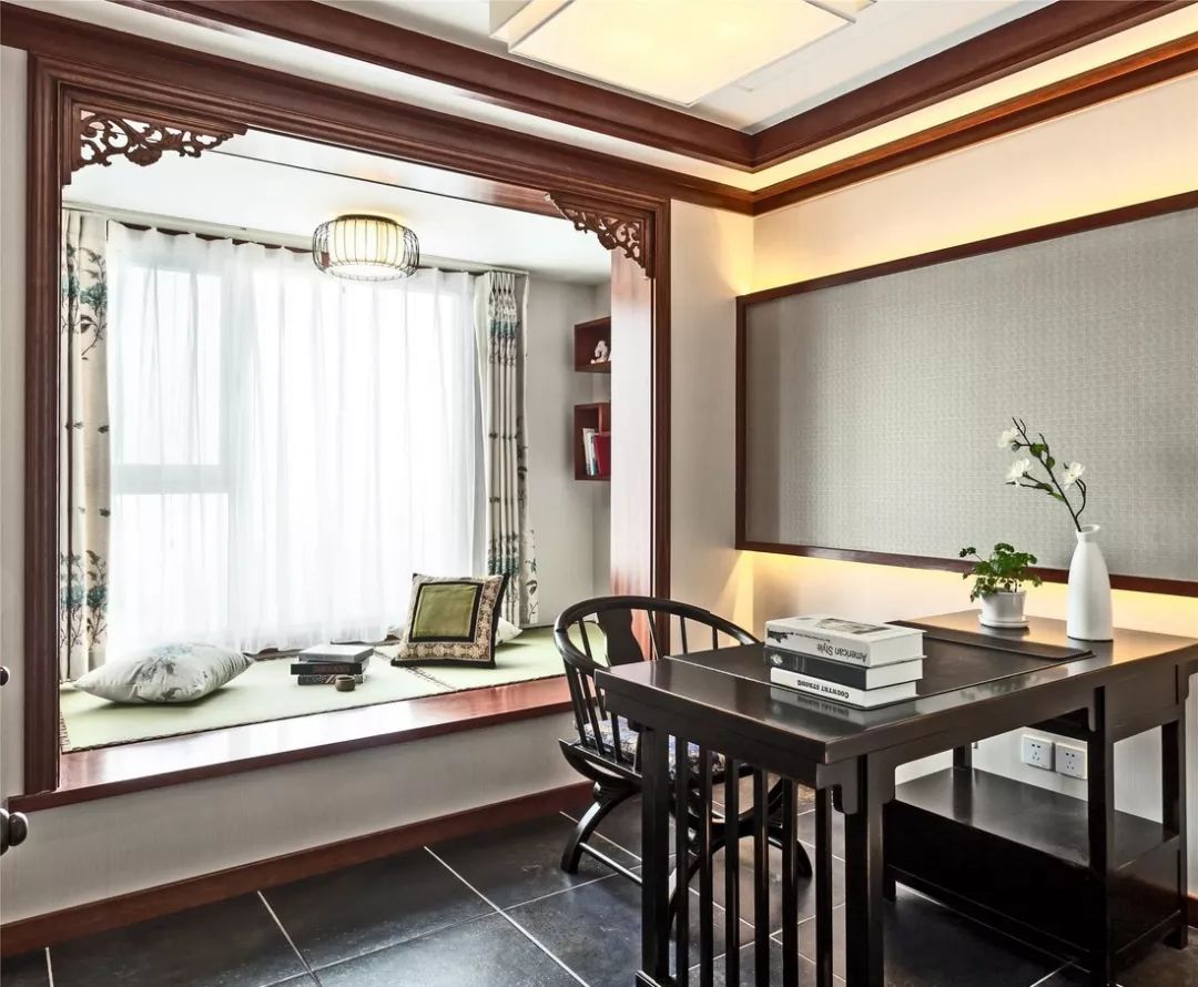 美式混搭风家居设计 | 公共区域棕色调，书房中式风-14