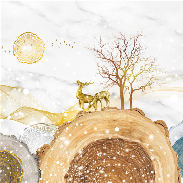 轻奢风 三联组合软装挂画-16