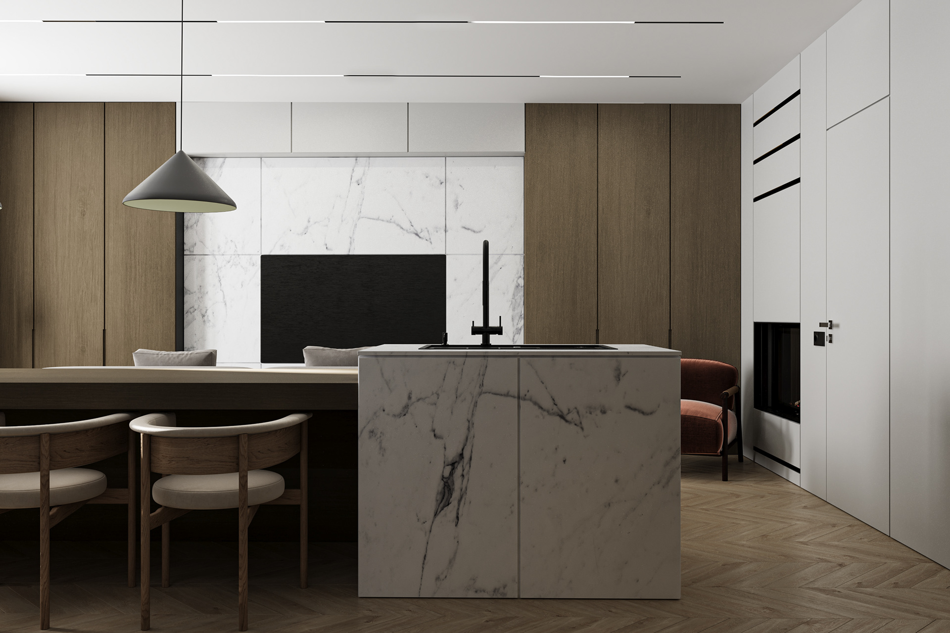 客厅餐厅（在一些房屋布局中，将客厅和餐厅打通成一个空间时的称呼） 丨Artavazd Samsonyan-7