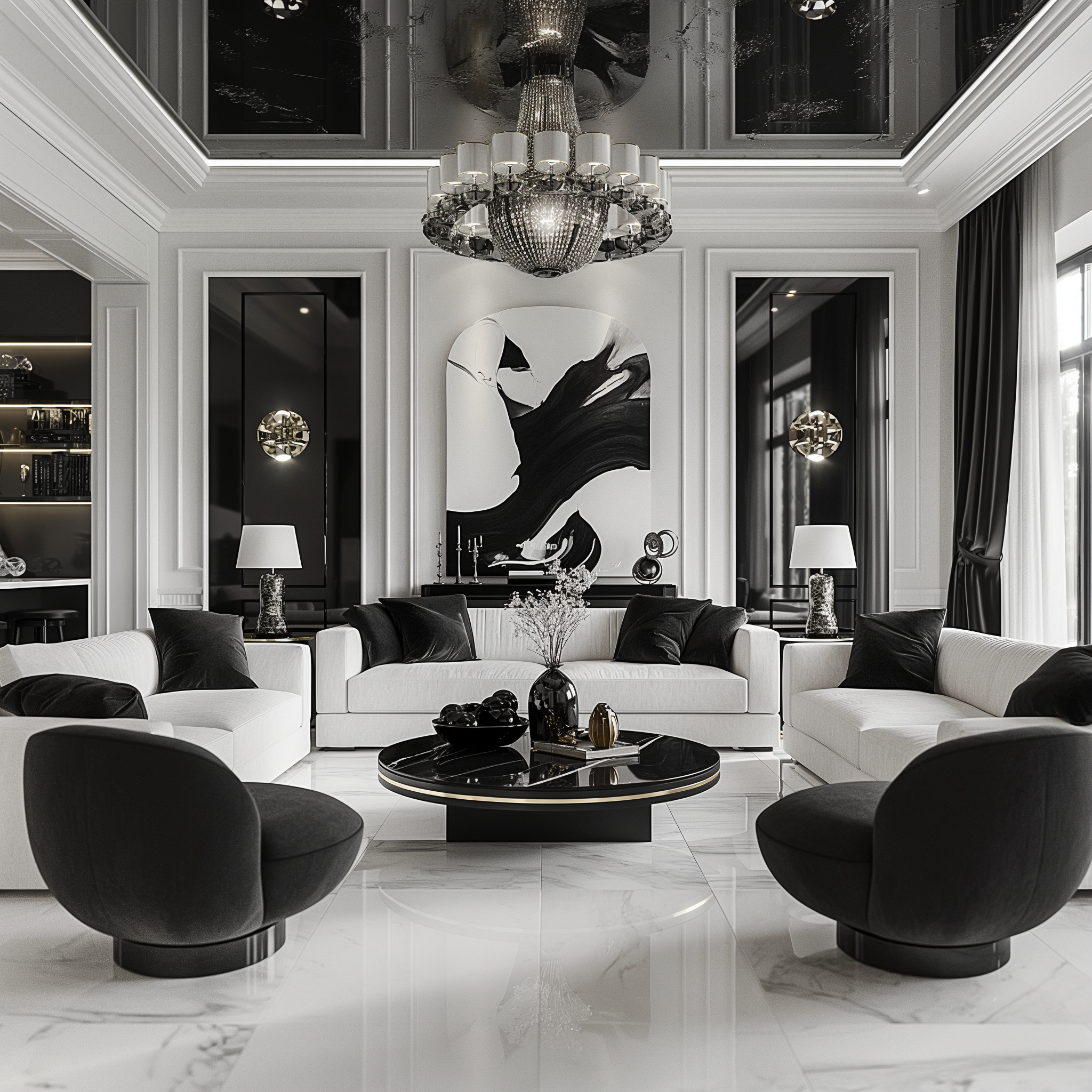 Millionaire Black and white neoclassic mansion-2