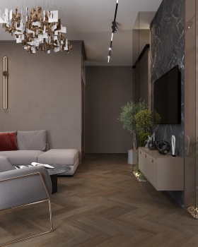 3D визуализация кухни-гостиной