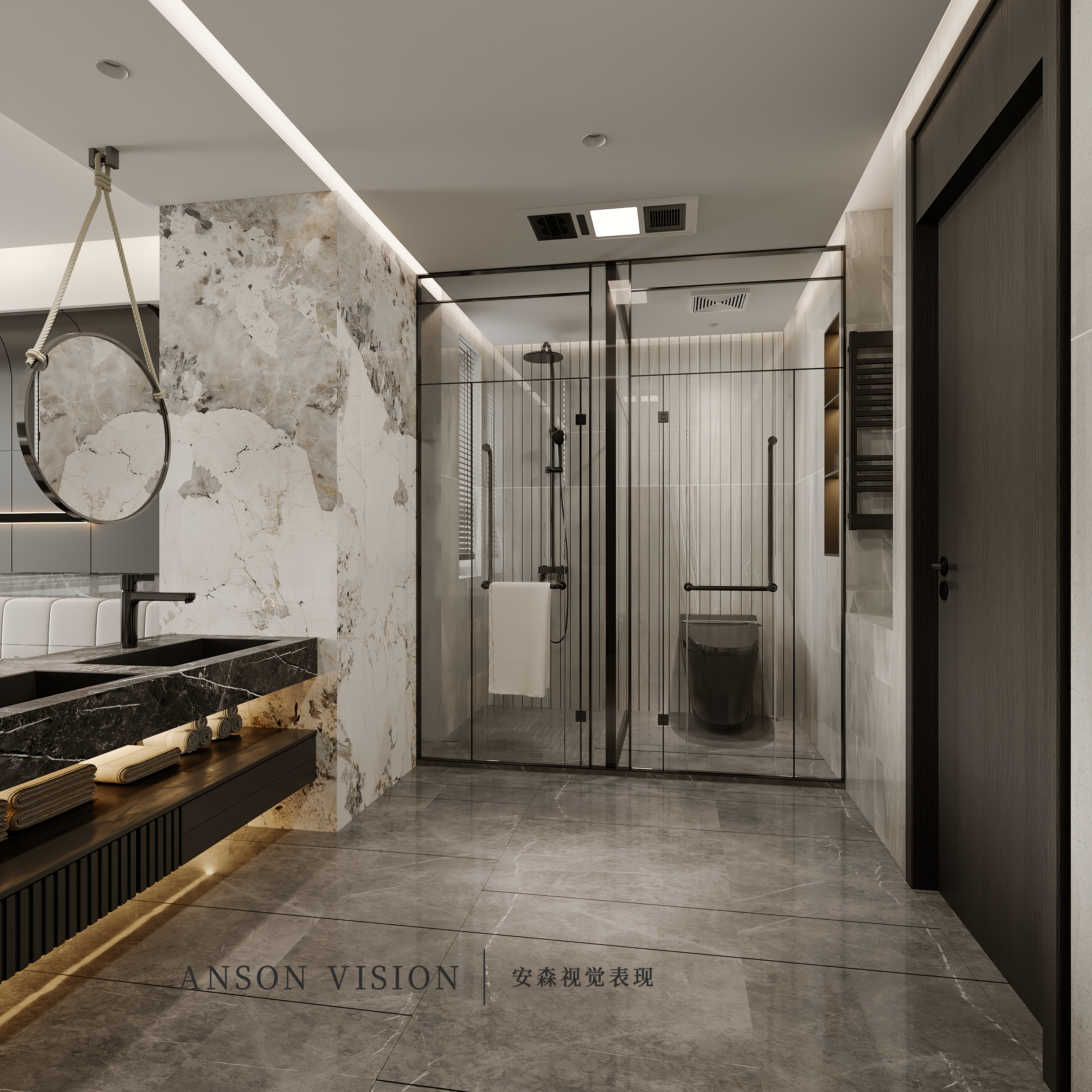 黑与白 现代大平层家装表现丨Ansonvision·蒙头睡-14