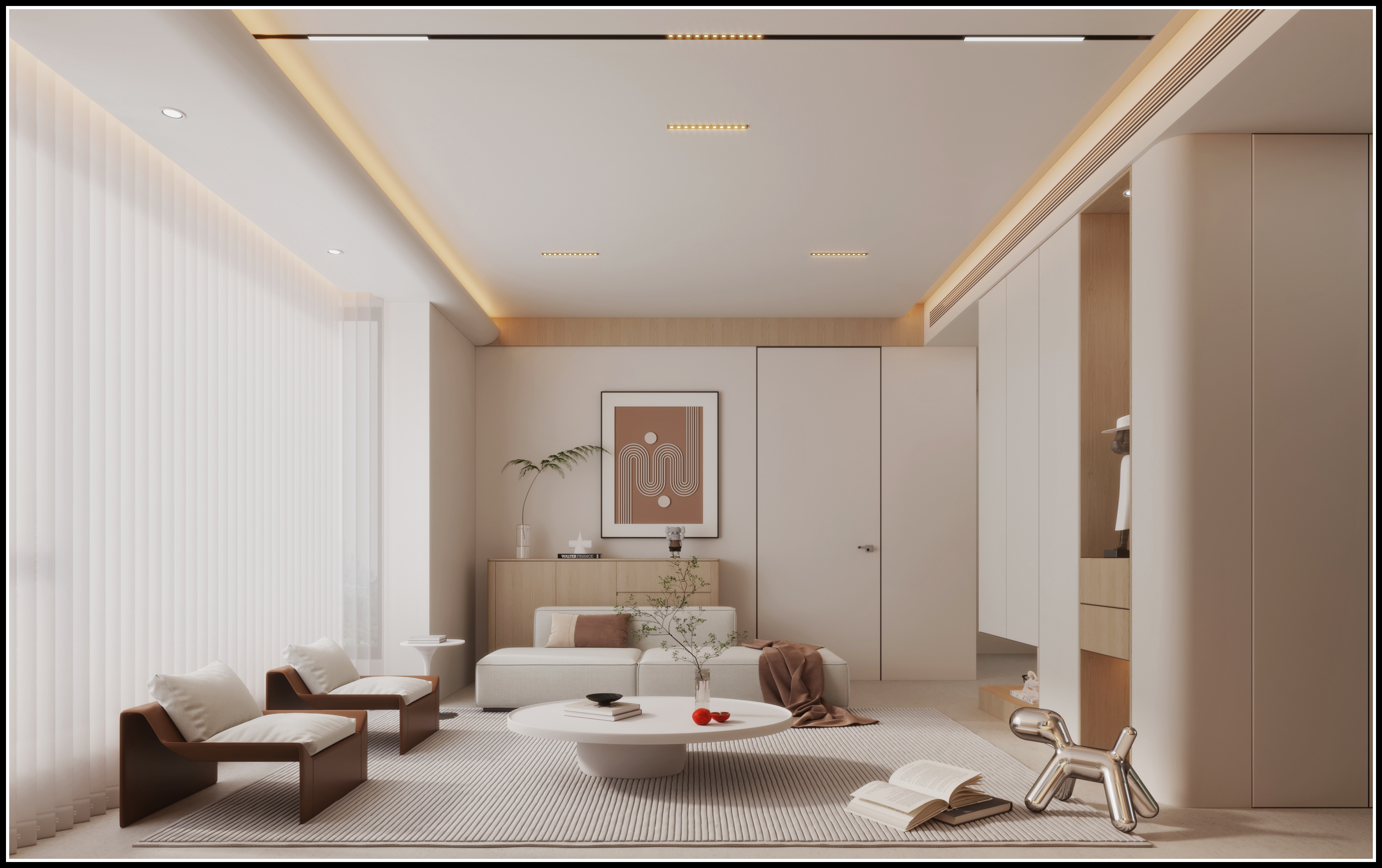 106m²现代奶油原木风-1