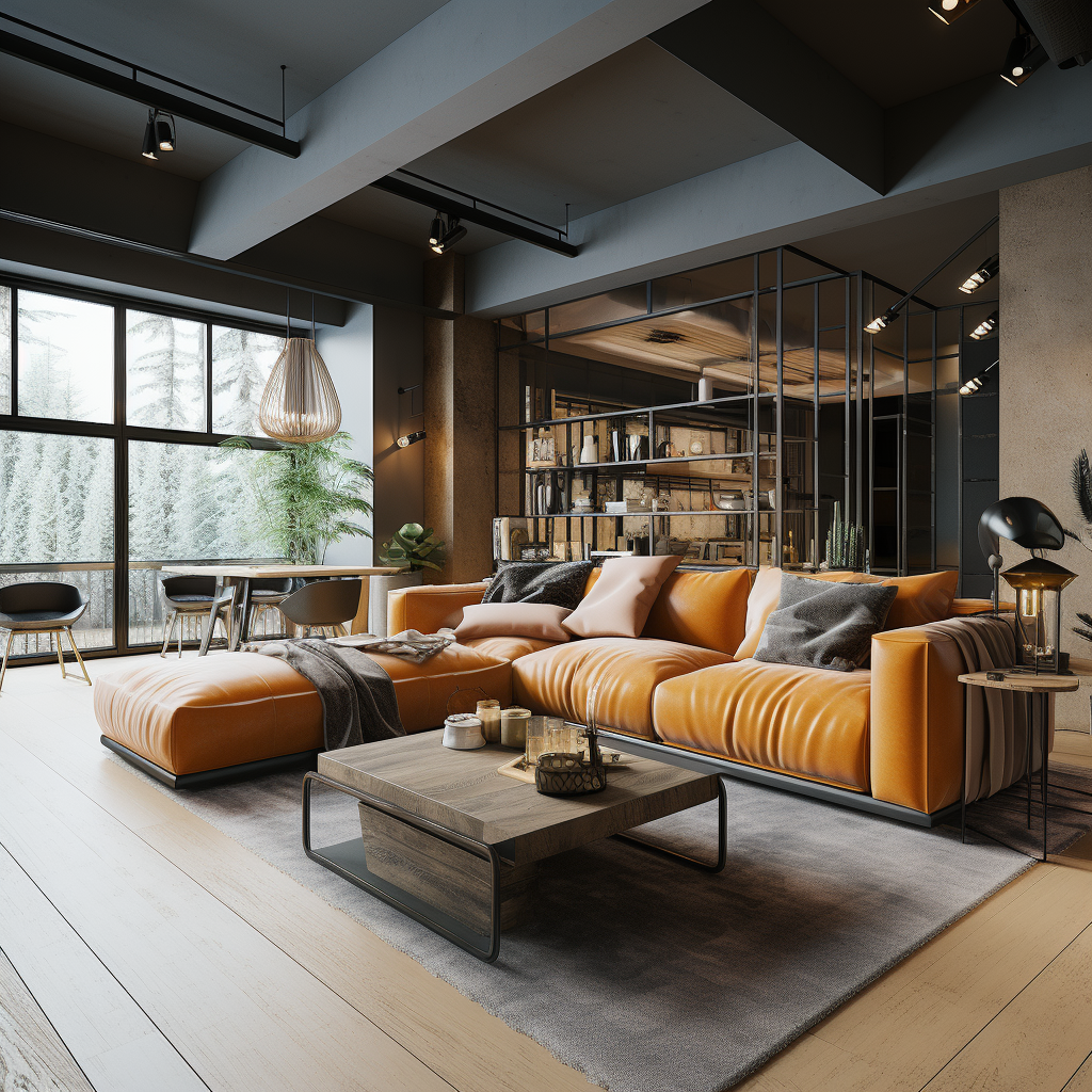 潮流工业风客厅设计-20