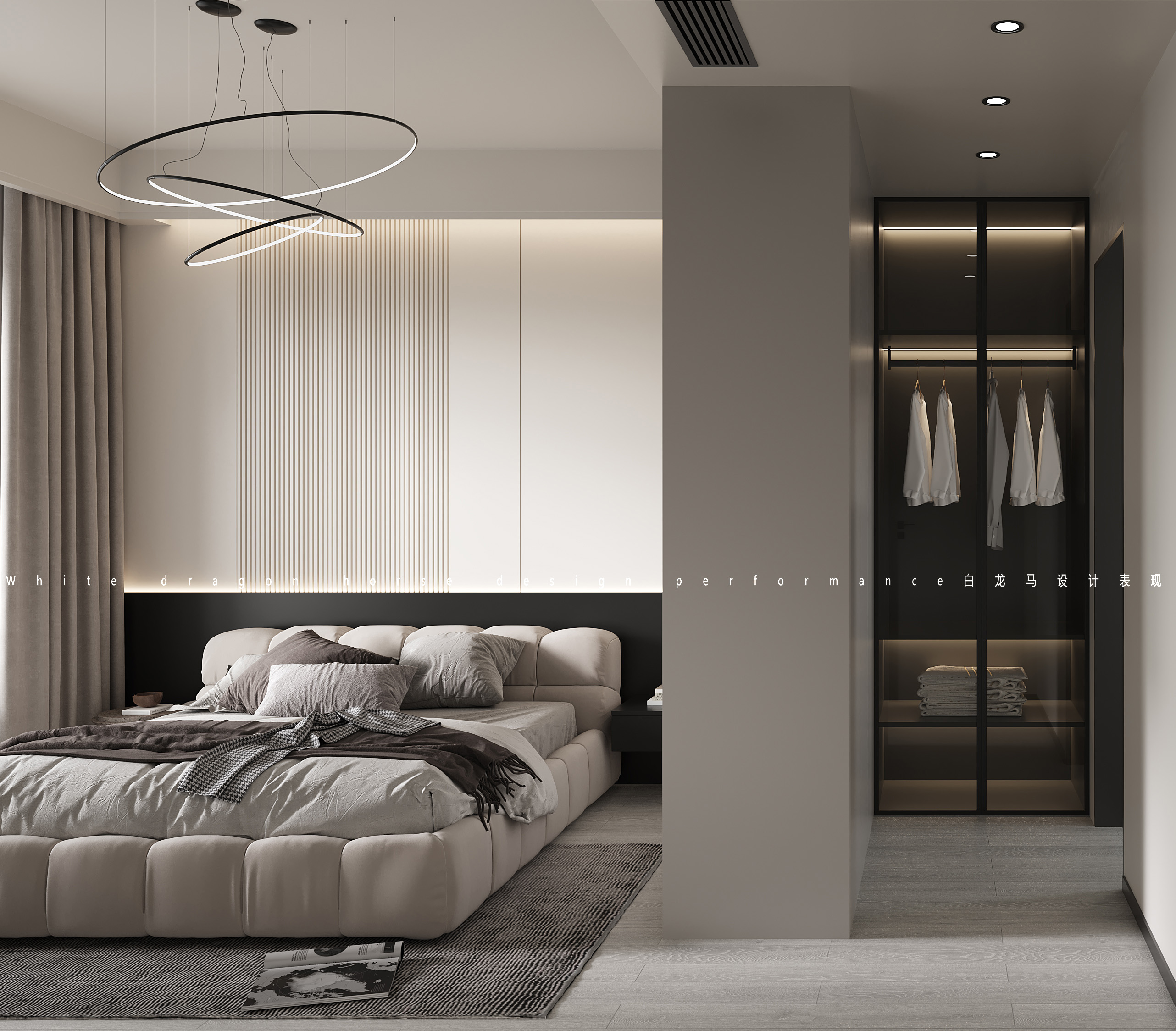 平层黑白灰案例——白龙马效果图-9