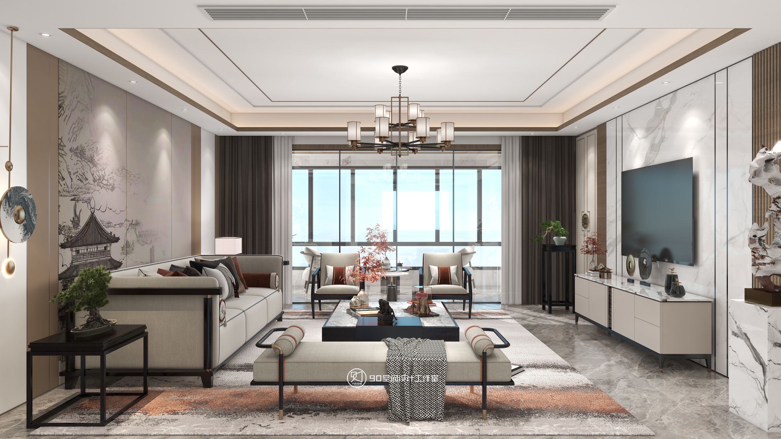 西楼别序新中式风格丨90 空间设计-12