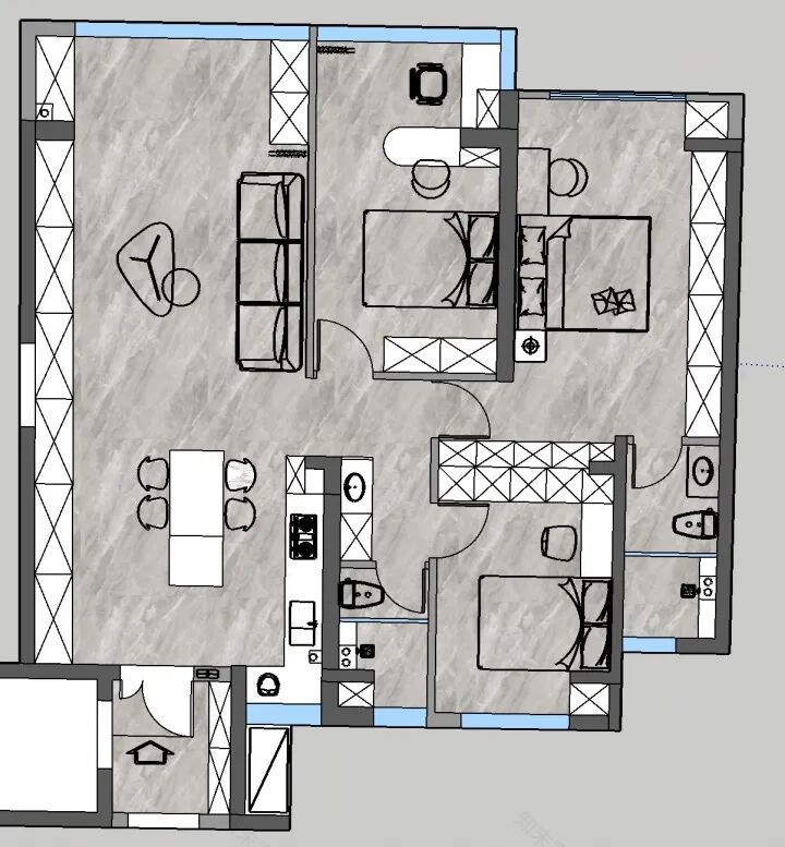 公益户型解析|本期:国樾滨江128平-三套方案,你喜欢保守型设计还是大刀阔斧?-78
