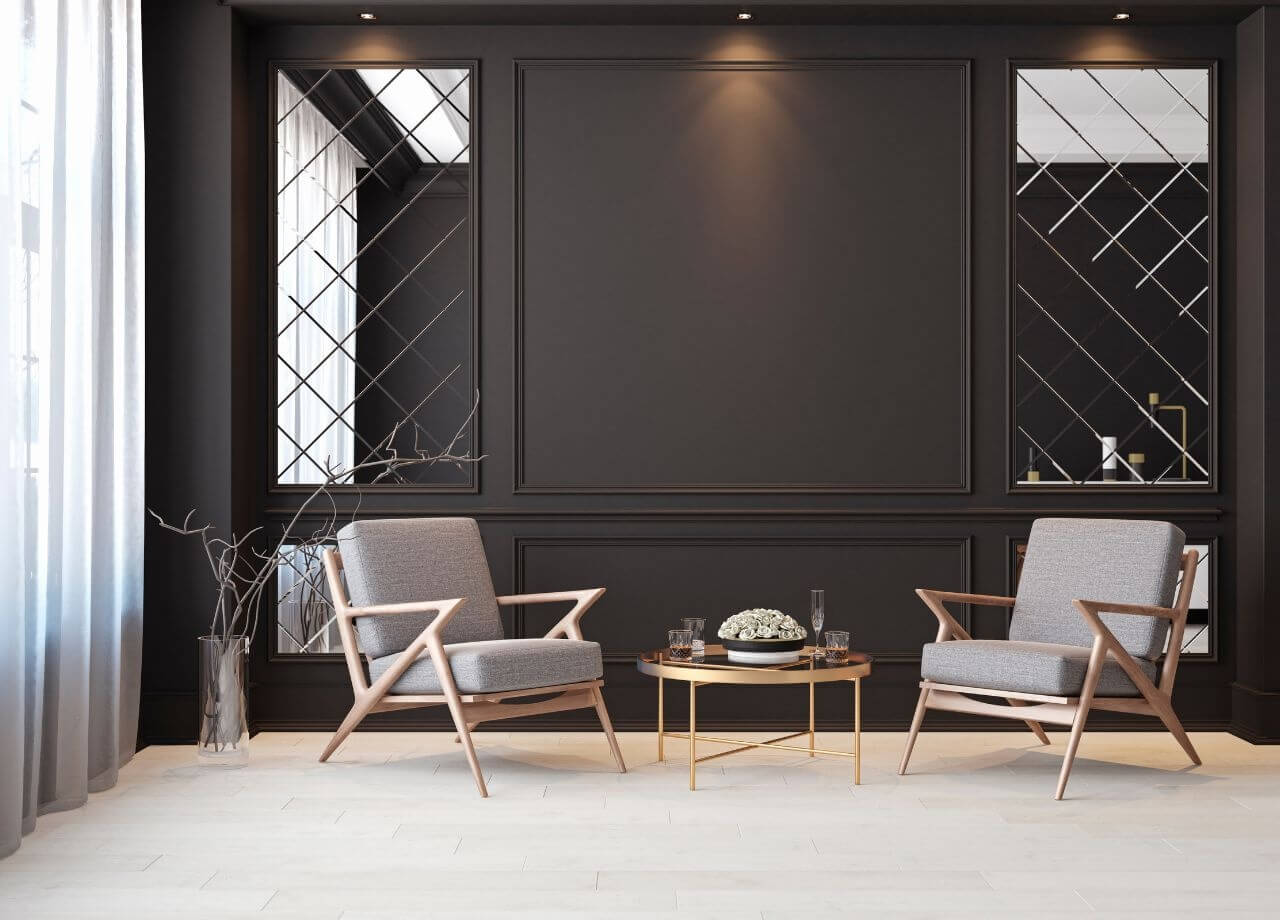 Czarna ściana - sprawdź pomysły na czarną ścianę w salonie i innych wnętrzach - PLN Design-4