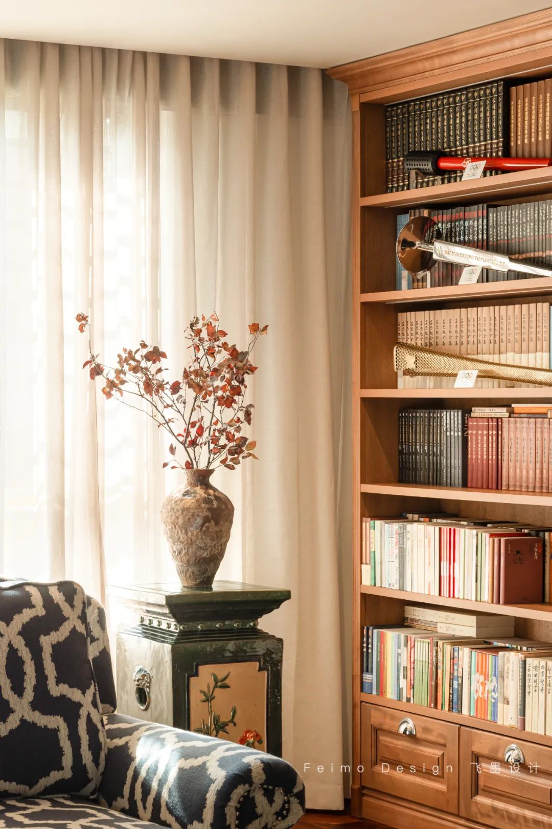 淮南南山里139㎡复古南洋风家居设计,藏身图书馆的定制生活-18