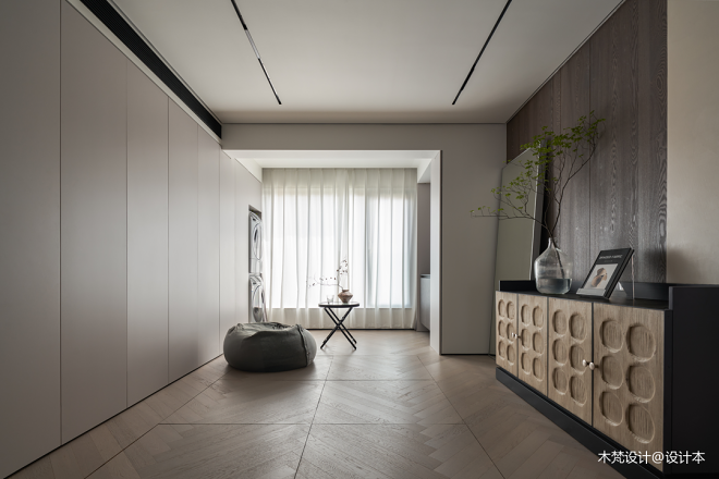 语文老师独居105㎡现代简约家：岛台餐桌、独立猫房、超大办公区-62