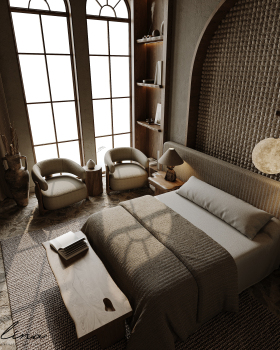 侘寂风房间

注：WABI SABI是源自日本美学概念侘寂，代表一种追求自然、质朴、残缺之美的理念 丨Ethar Nasser