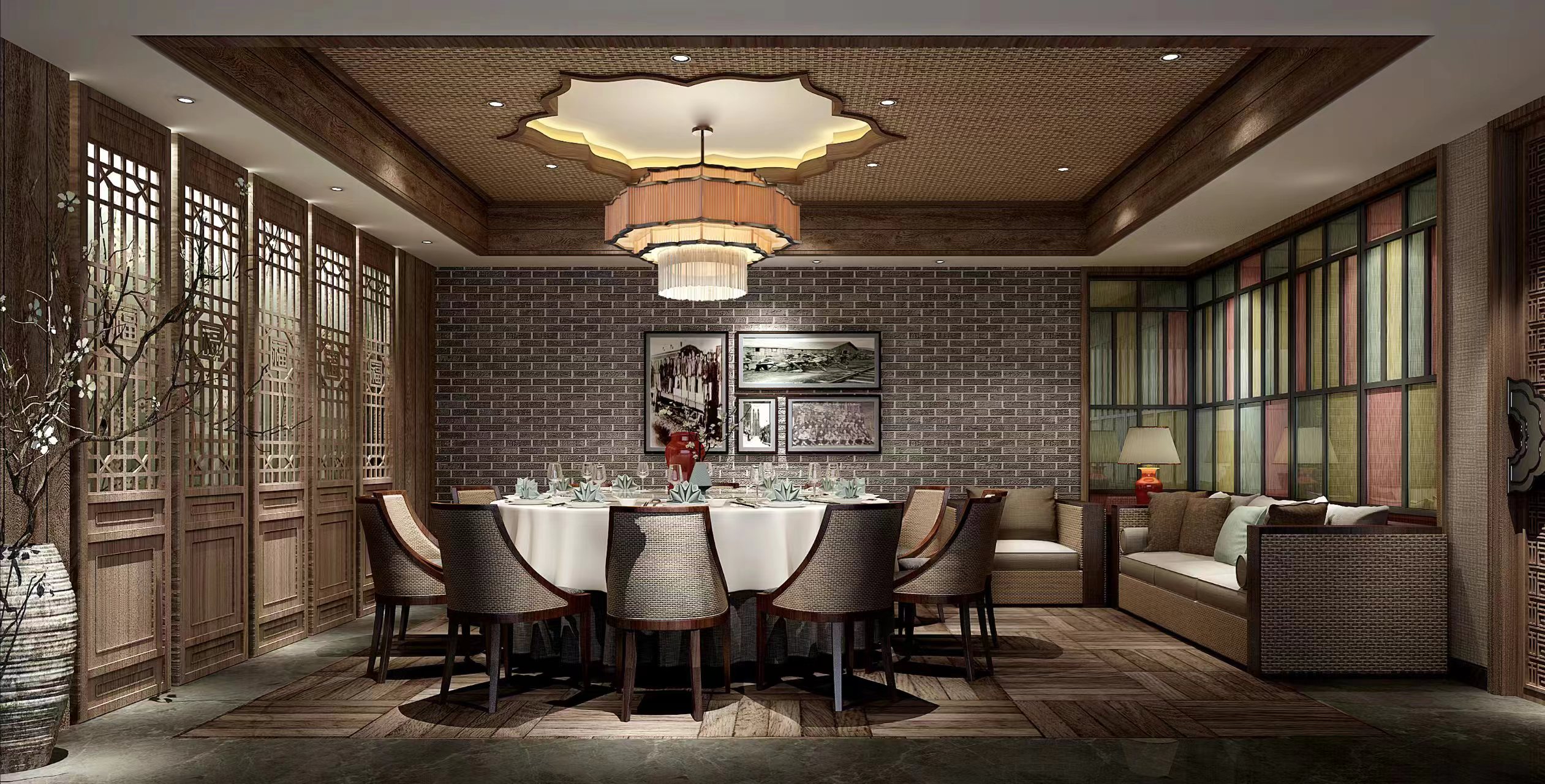 中式餐厅效果图-8