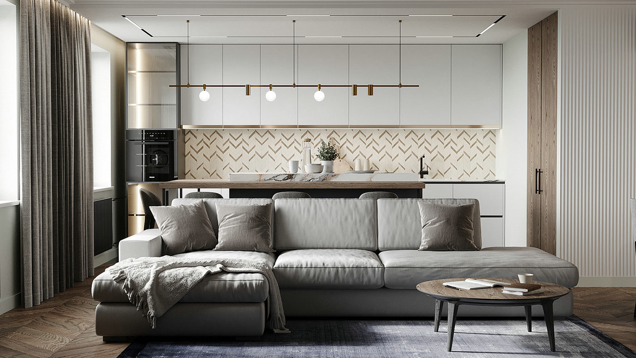 160㎡高级灰色系公寓设计-1