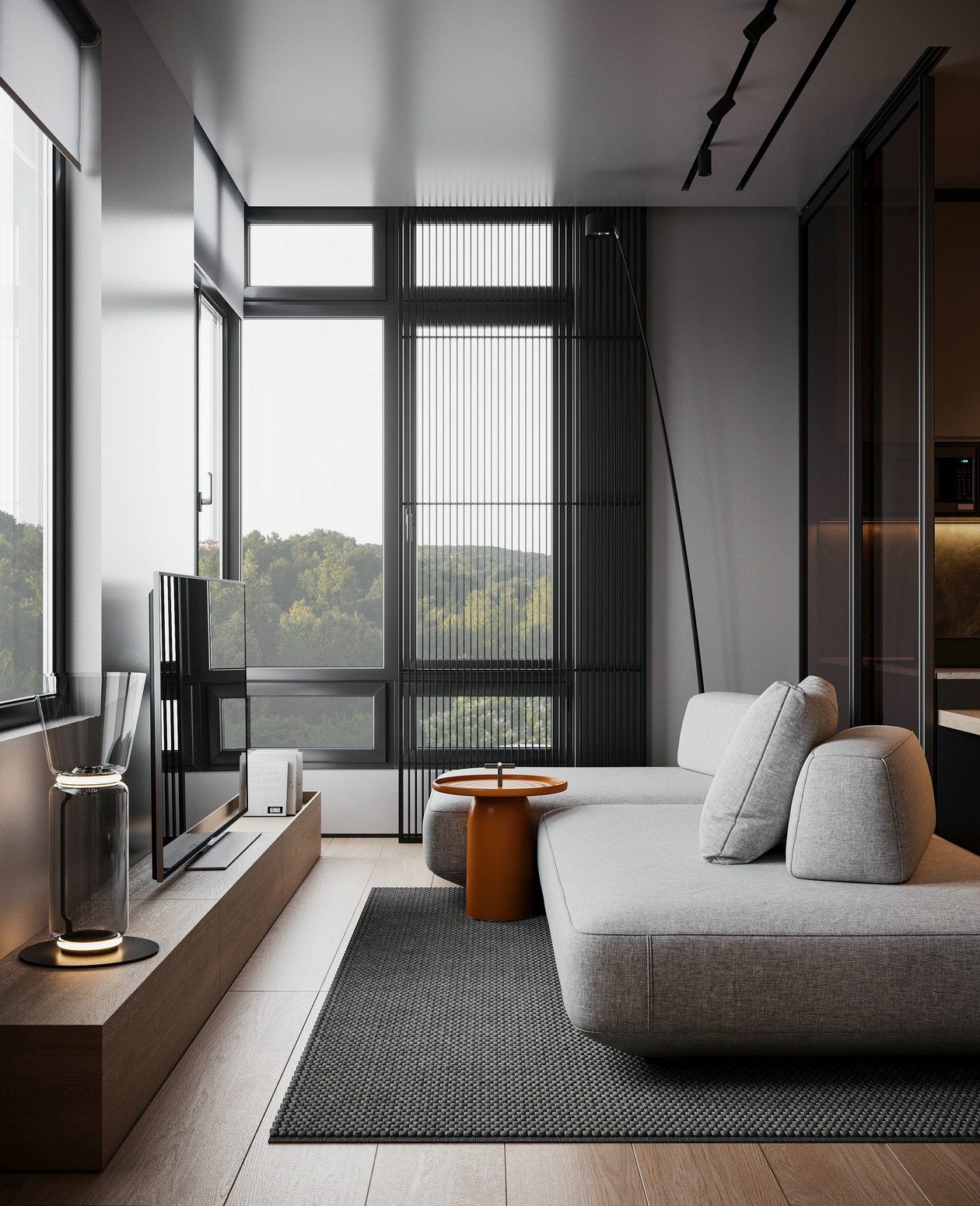 高级灰+橙色居住空间设计-6