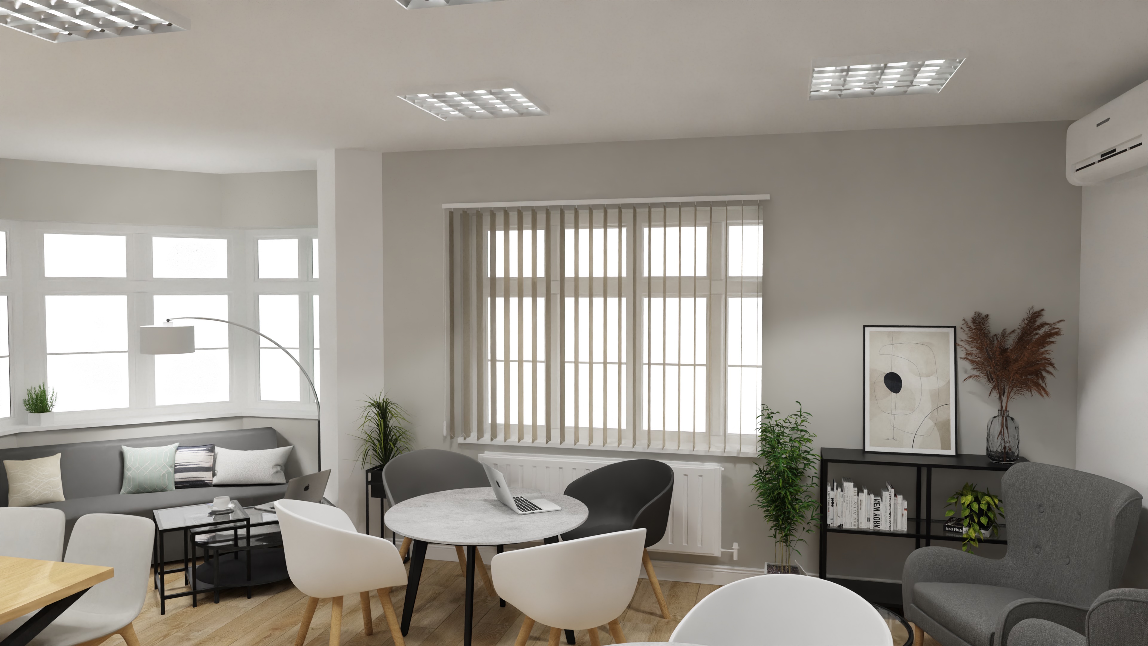 Projekt strefy jadalnianej i relaxu w biurze w Poznaniu-6