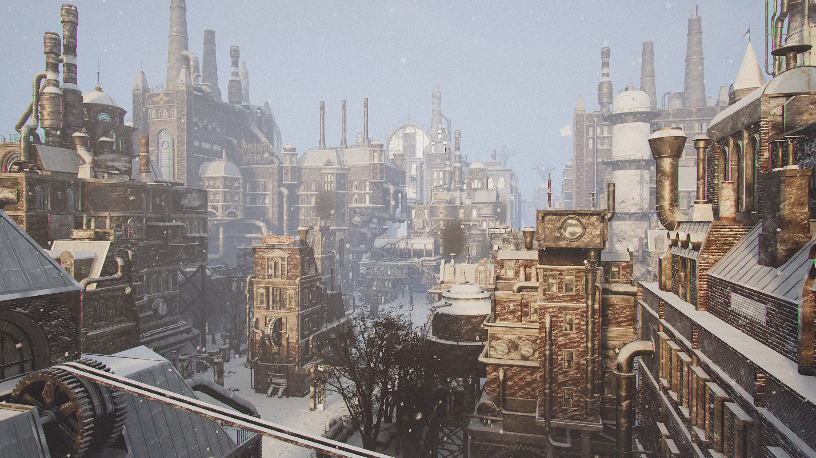 UE5 Dieselpunk winter city level (third-person) map-5