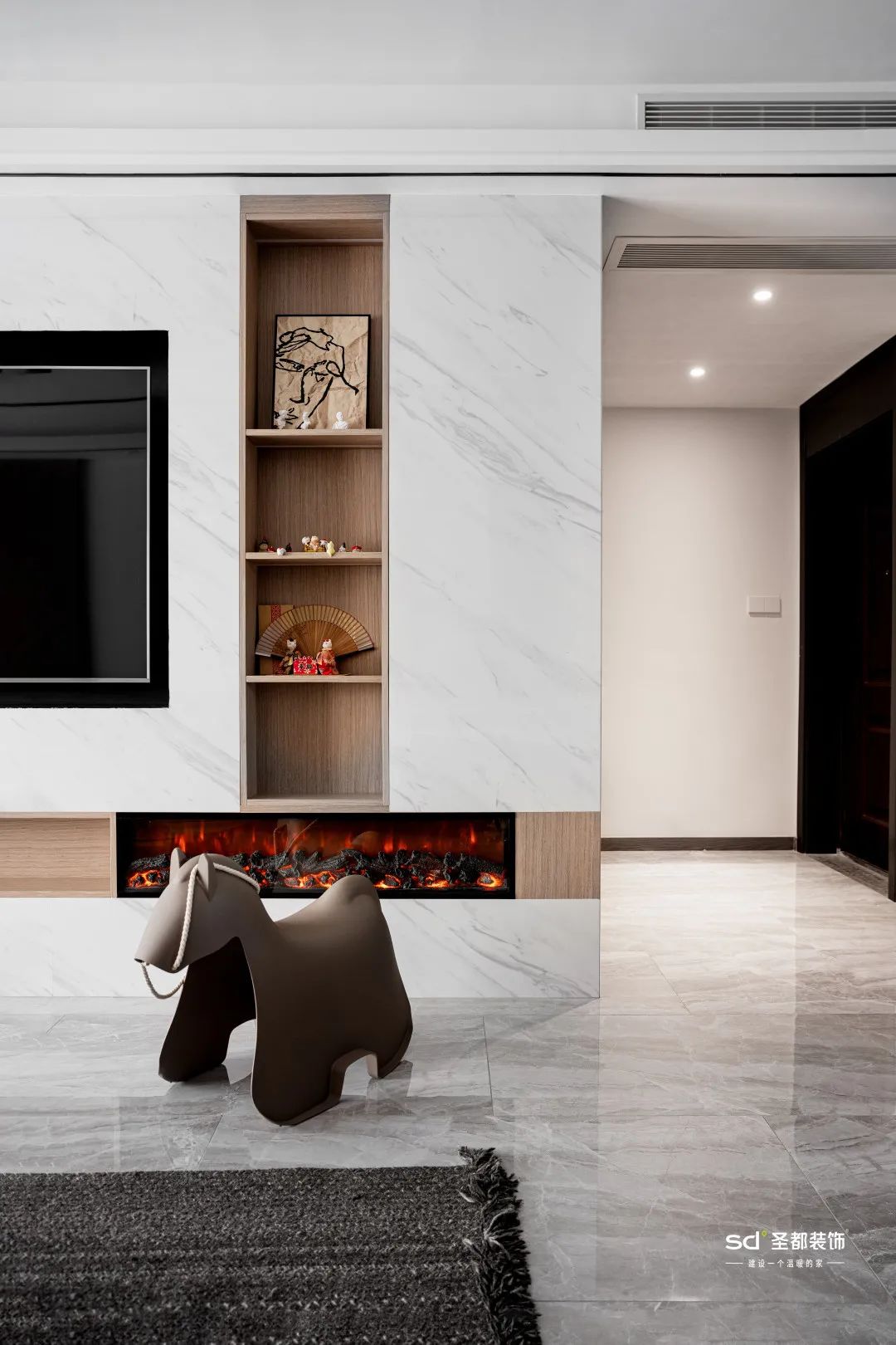 浙江金华 129㎡现代婚房,无主灯设计、客餐厅一体显大气-2