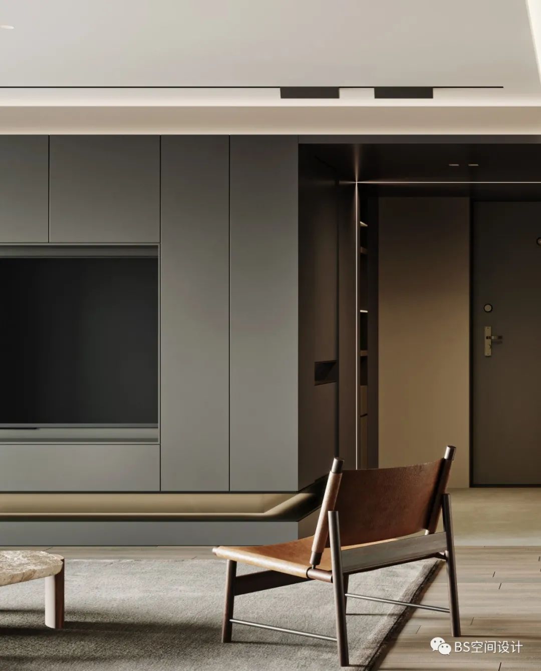 上海瑞虹新城私宅 | 灰调空间的渐进变化与灵动互动-6