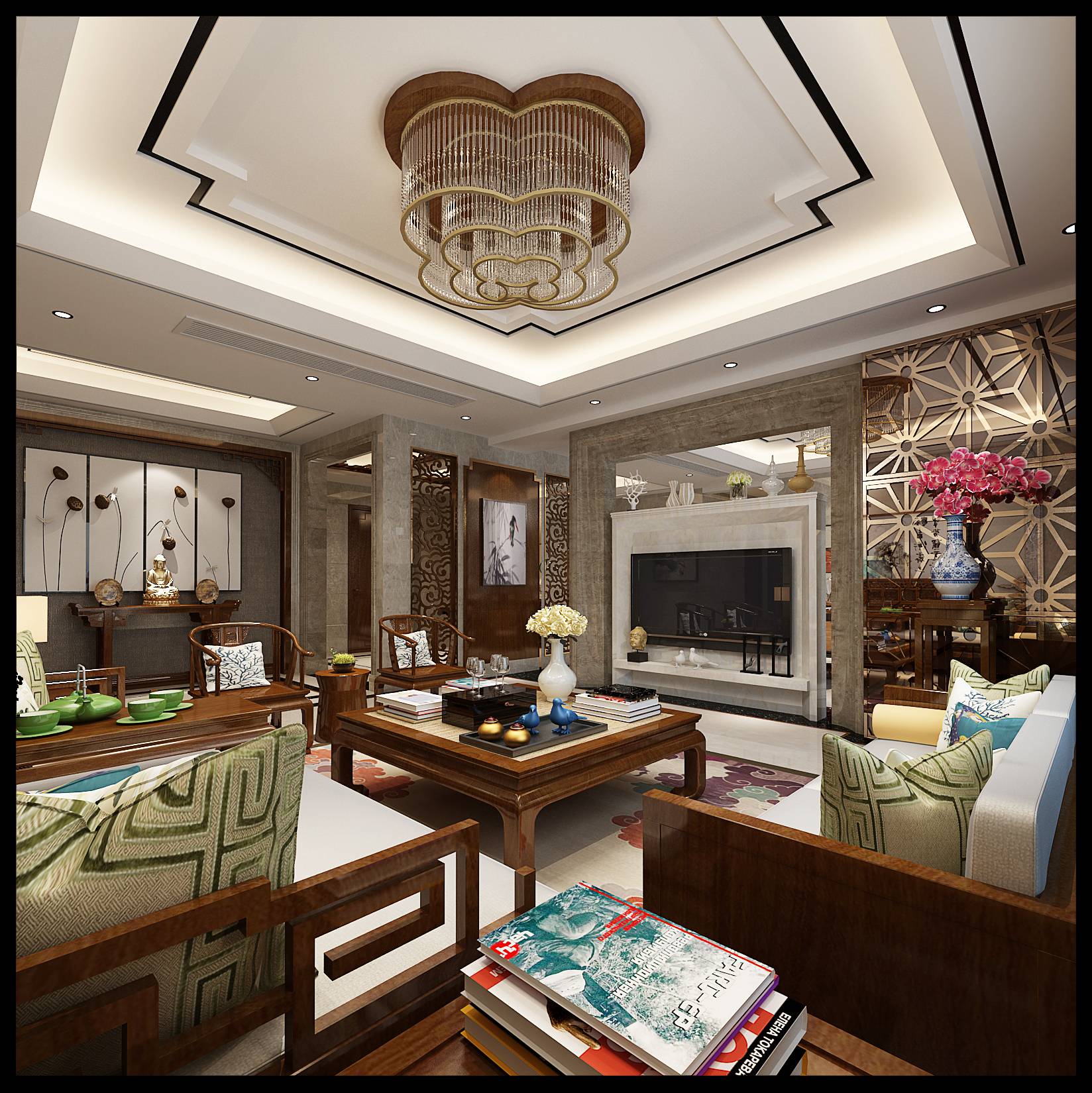 新中式 中式古典 奢华家装别墅样板房-10-5