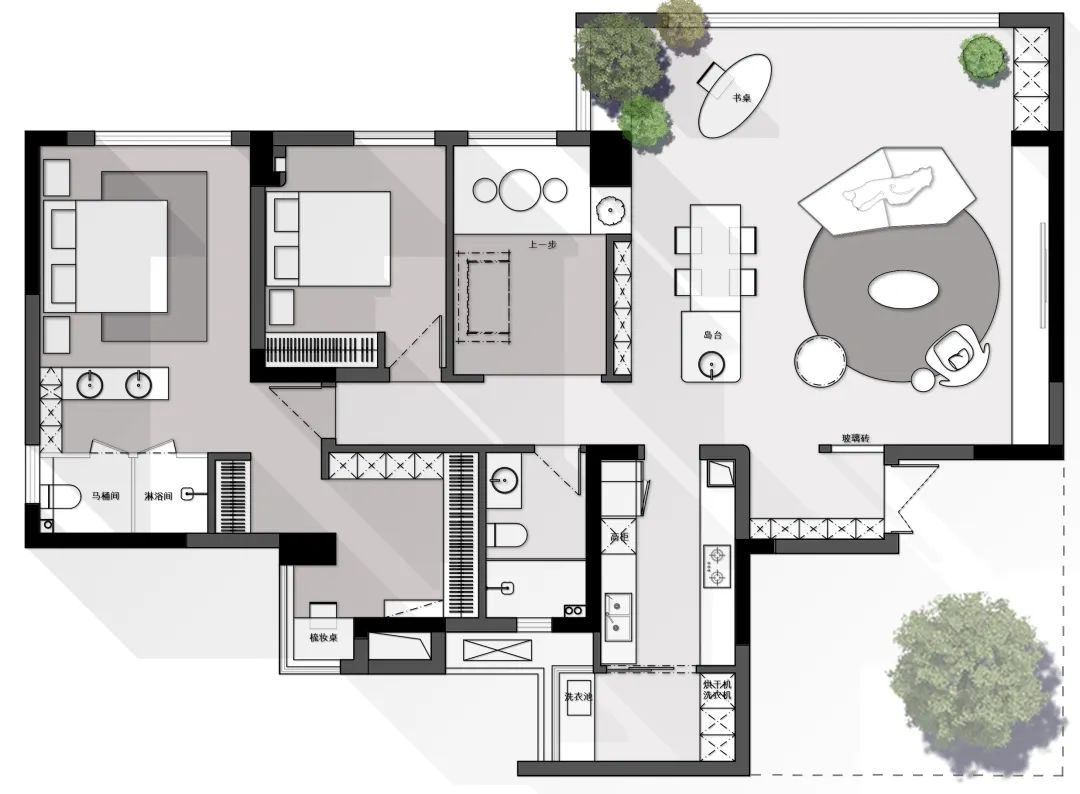 轻侘寂美学 · 重庆公园大道140平米三室一厅设计案例丨中国重庆丨空一筑造-16