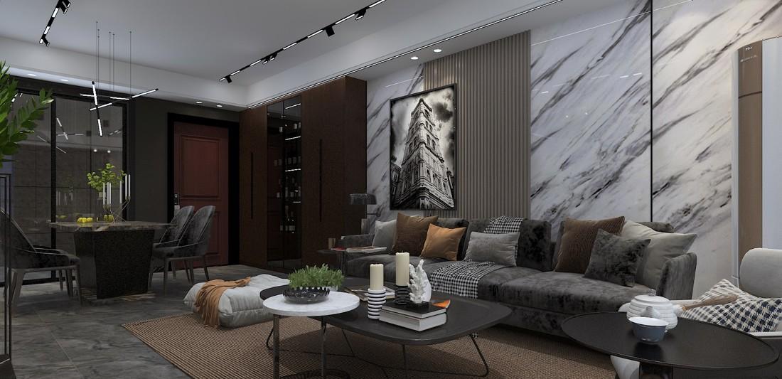 商丘轻奢后现代黑白灰装修设计-8