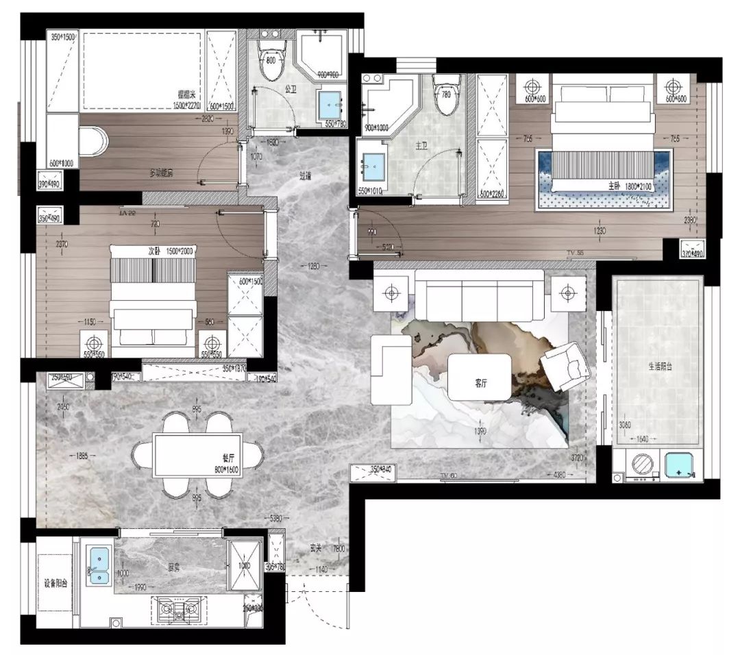 台州远洲丽廷 105m2 现代简约风家居设计，自然简约的艺术空间-39