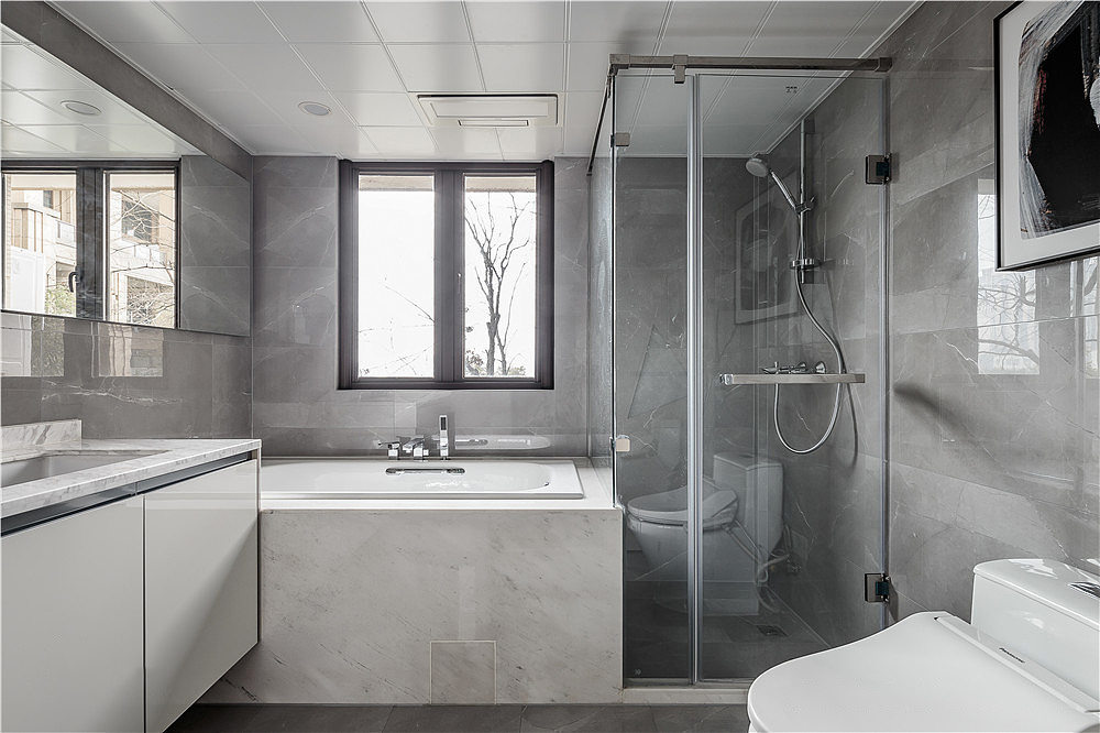 现代简约客厅，石材与木饰面的质感碰撞-8