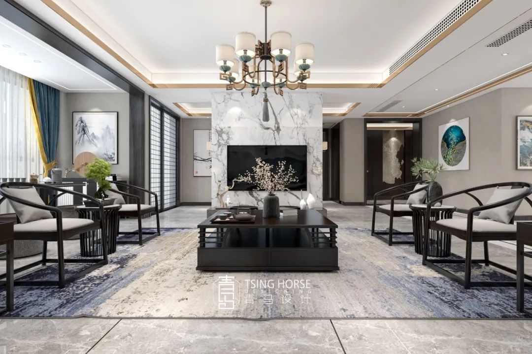 湾流新中式雅居，200㎡空间清雅艺术焕新生-58