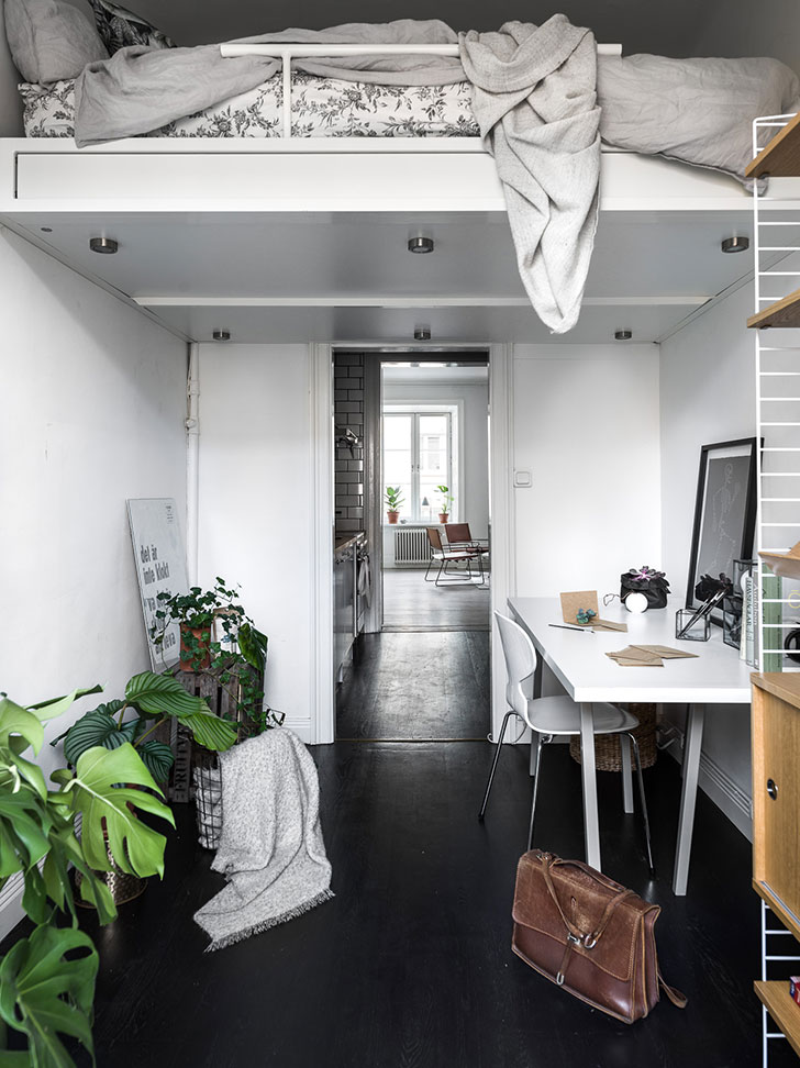 瑞典小公寓的层叠卧室设计-20
