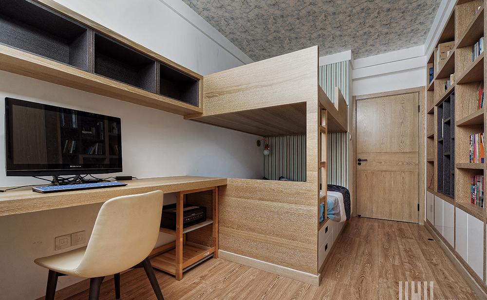 鸿鹄设计上海原木北欧风平层-26