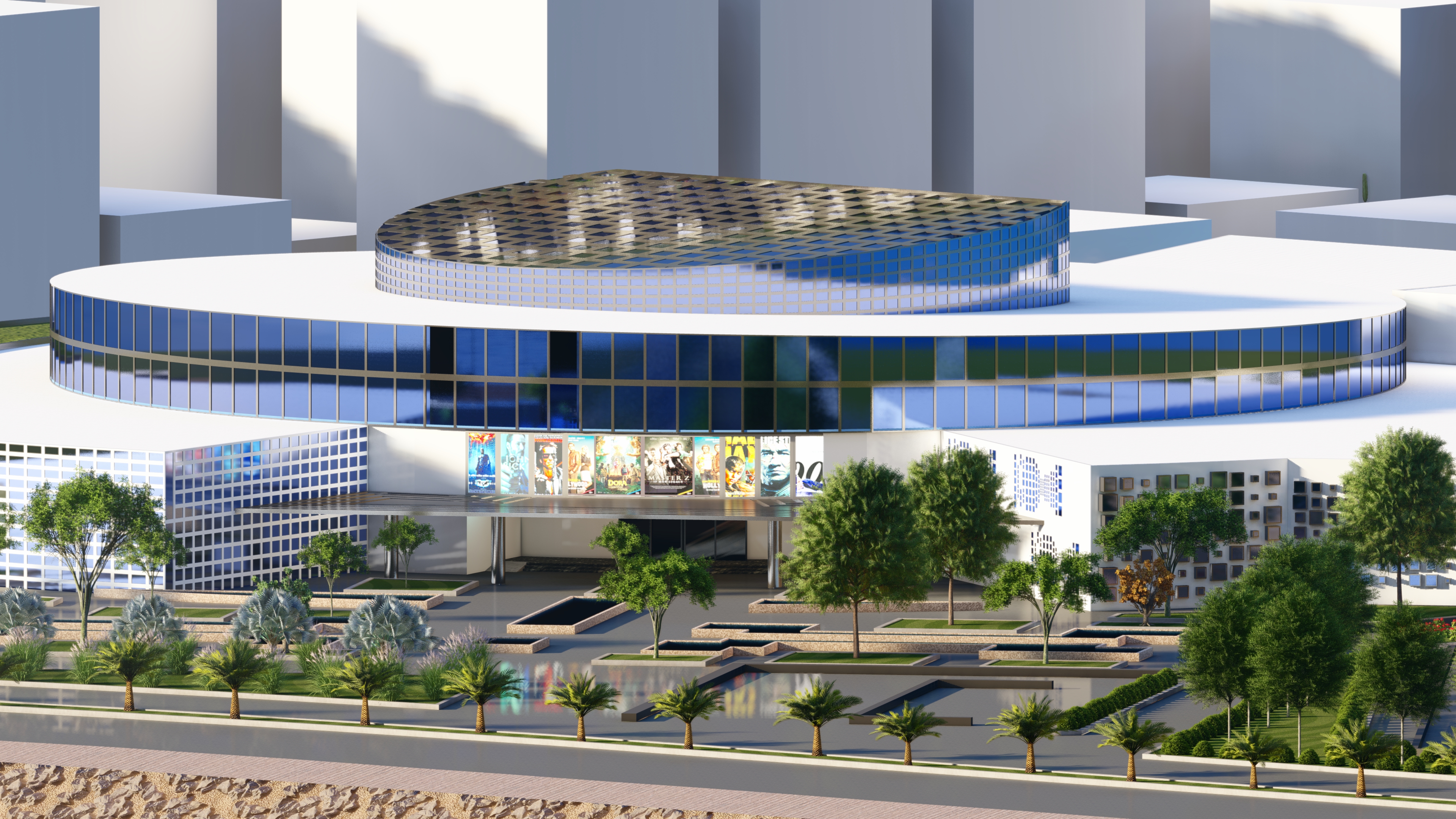 Cinema complex hub (modeling,rendering,animation)-6