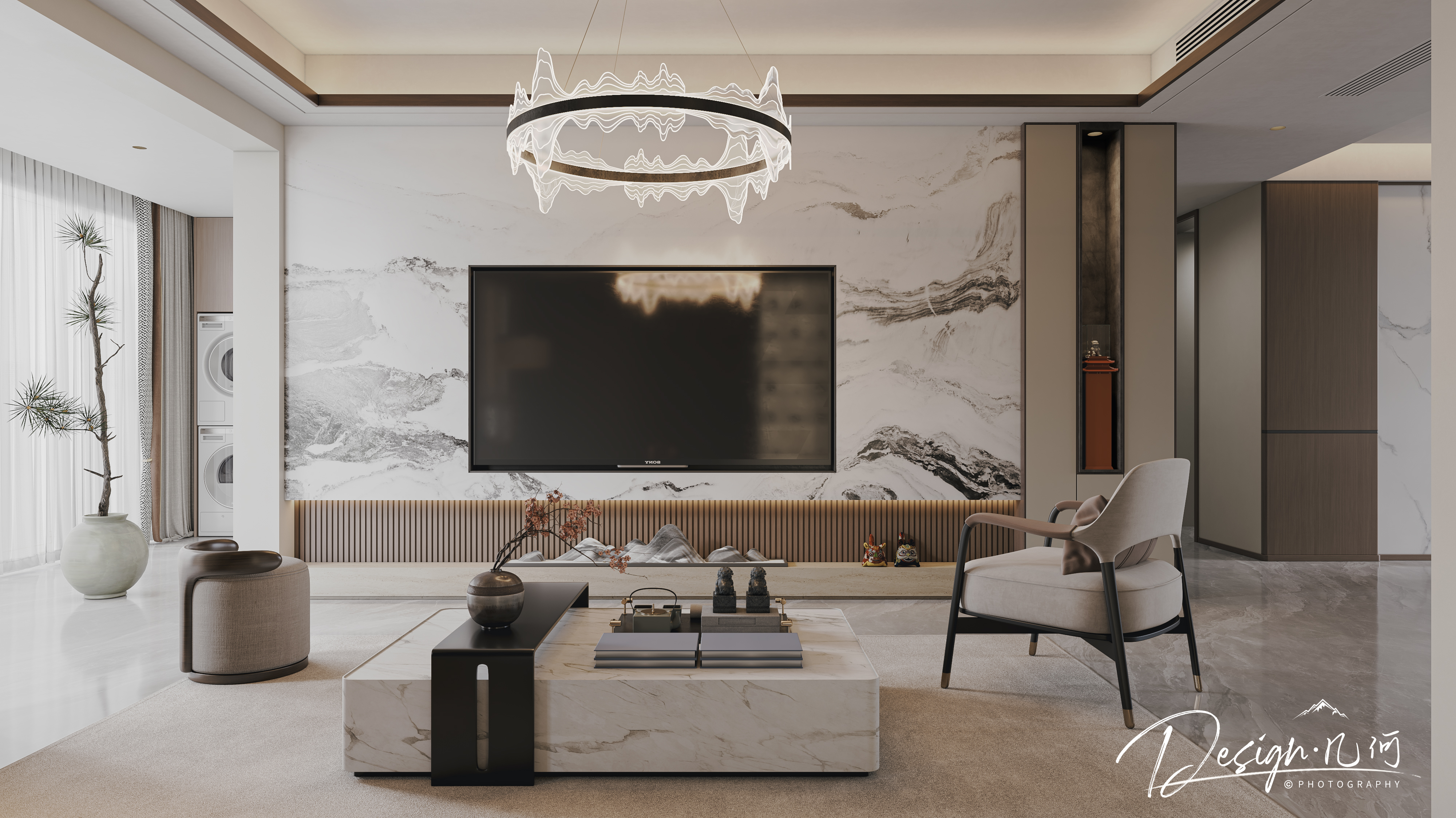 几何空间视觉表现 | 国誉府新中式客餐厅-1