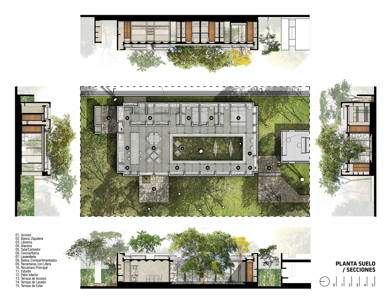 隐秘庭院 · 绿色核心的家庭住宅-15