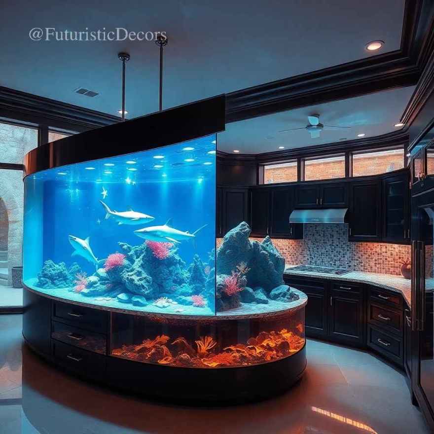鲨鱼水族馆厨房岛设计丨FuturisticDecors-77