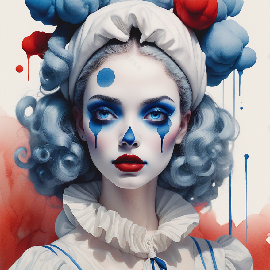 一个女人皮埃罗人工智能艺术丨Öskar Design Öskar-10