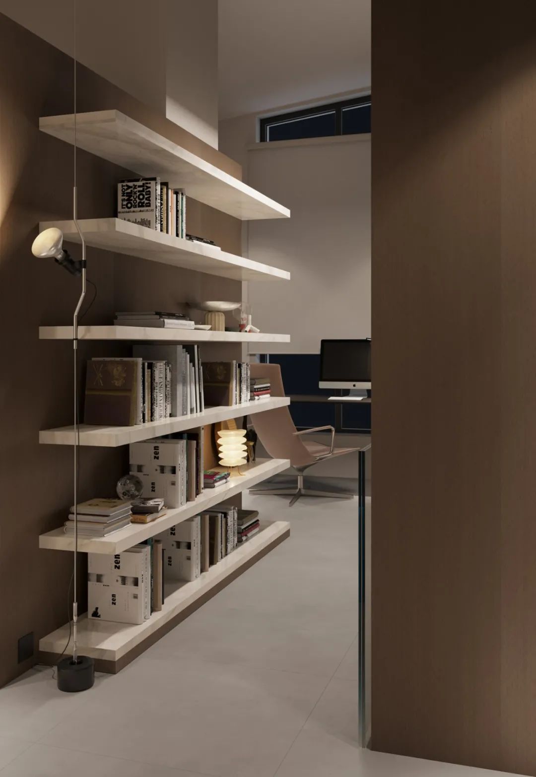 现代淡雅的平顶层复式公寓-12