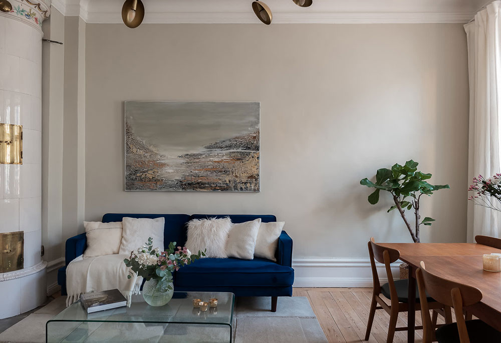 蓝色点缀的温馨斯德哥尔摩公寓-5