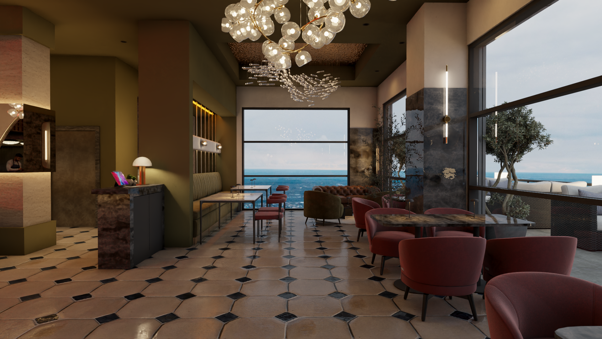 餐厅和水烟休闲室室内设计丨沙特阿拉伯-18