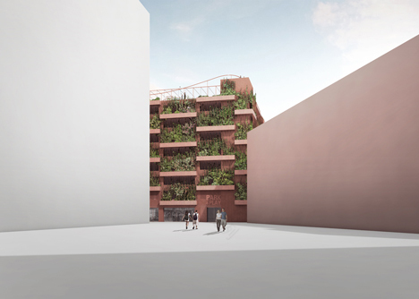 Car park by JAJA Architects features a planted facade and rooftop park-18