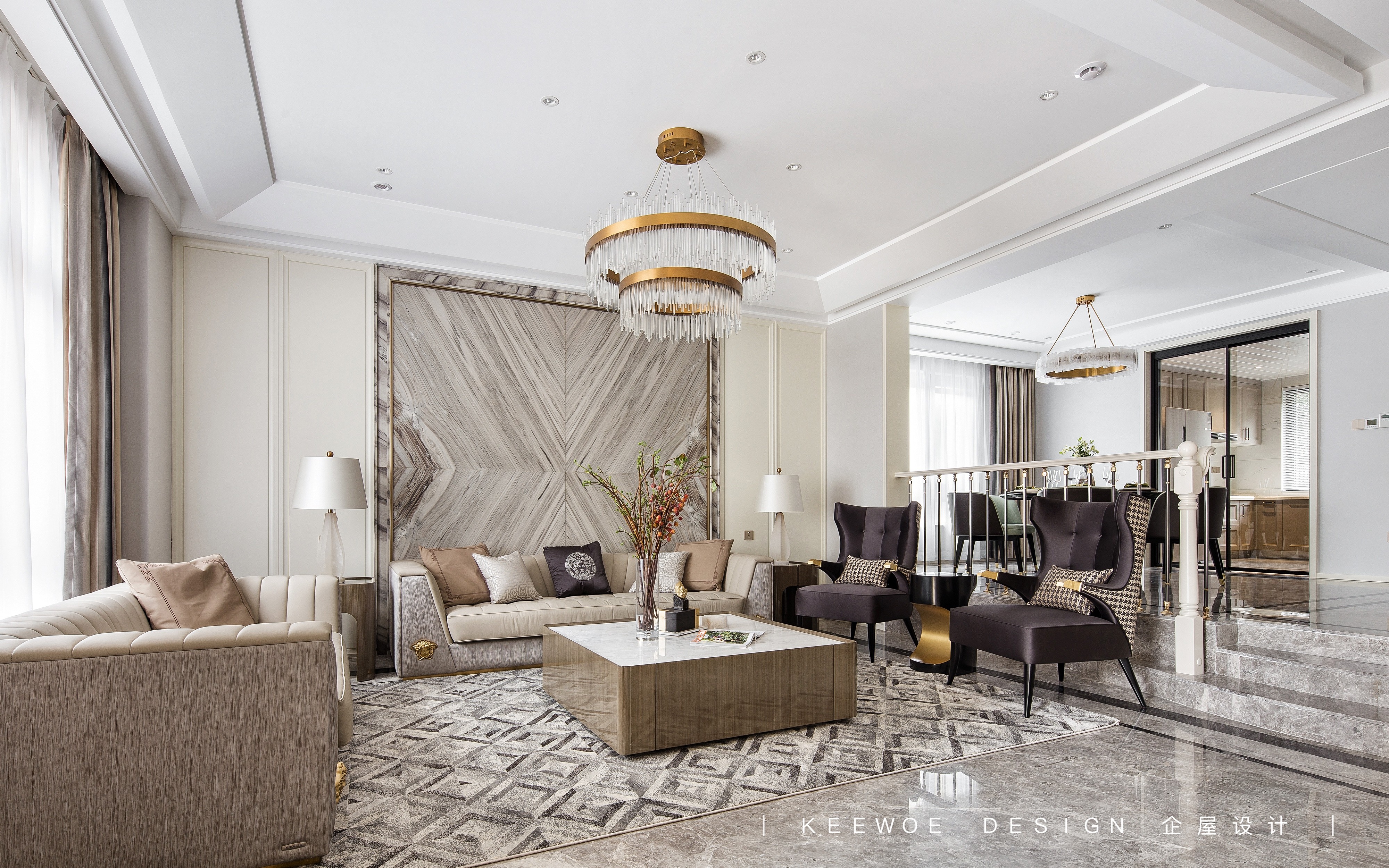 企屋设计现代轻奢 400m2 别墅设计丨中国镇江-3