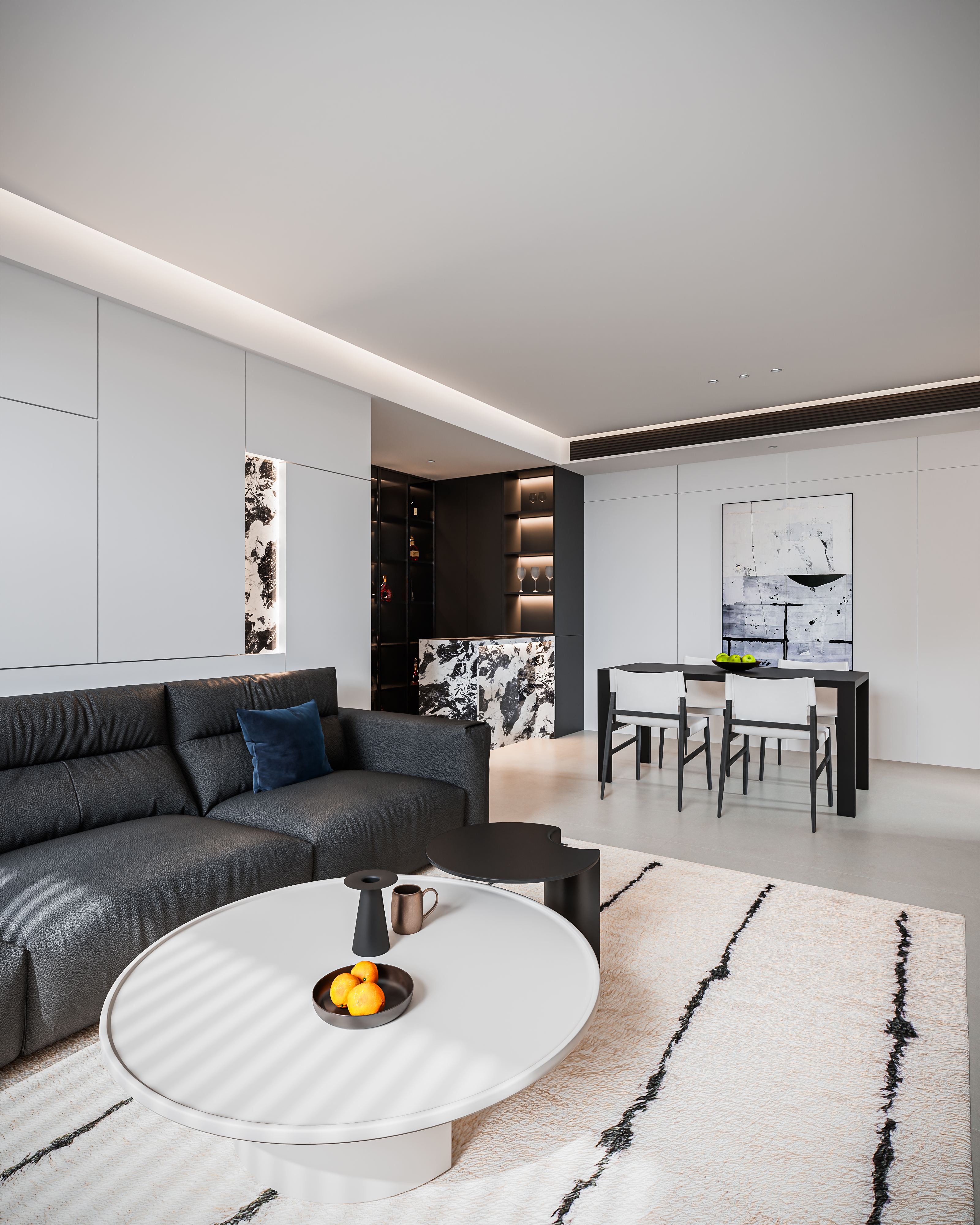 现代极简客餐厅渲染-7