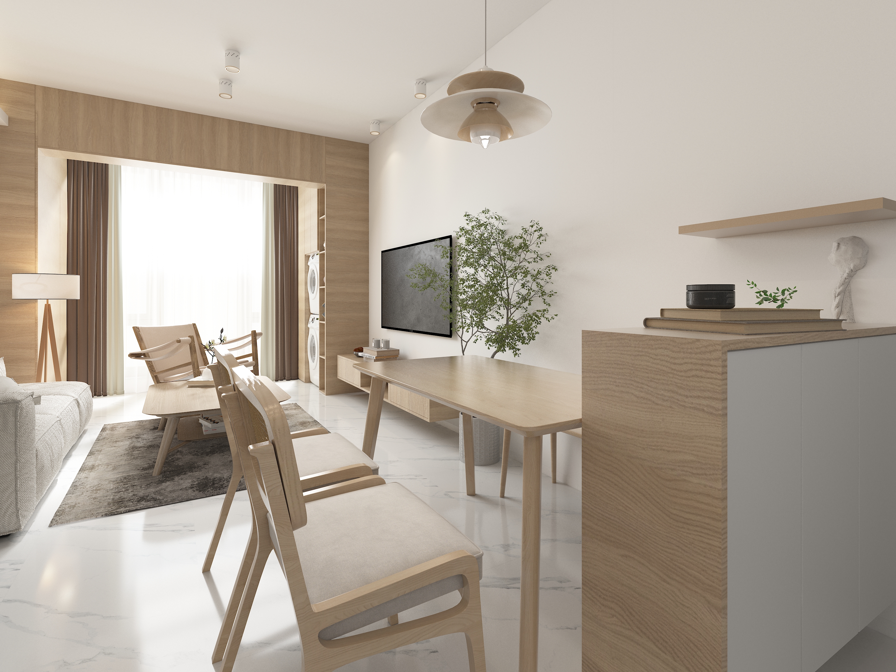 深圳口山设计：98㎡现代原木简约，颜值与实用性并存-0